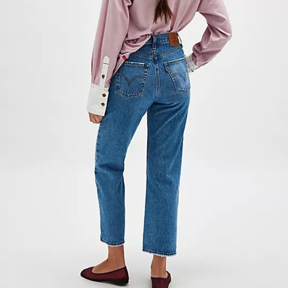 Levi's Ribcage Straight Ankle Jeans Color Live For The Music Regular Fit - Picture 3 of 6